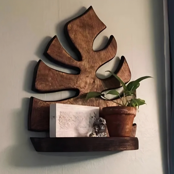 Other - Rustic Brown Leaf Wall Shelf- Larger Size!